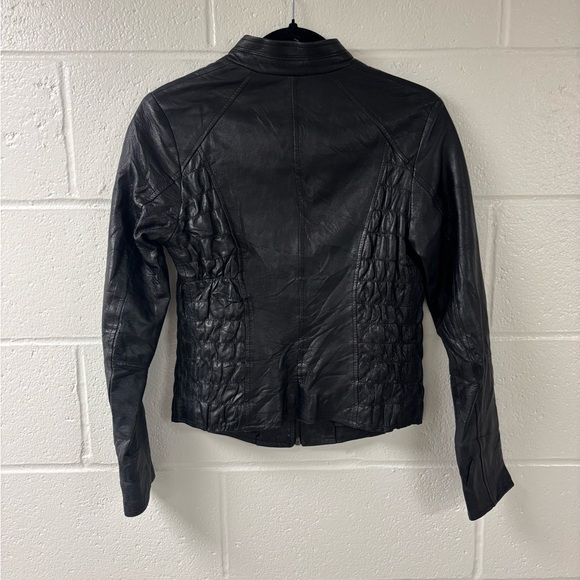 Elsa Valentini Black Faux Leather Moto Jacket | Size 42 (XS-S) - Picture 3 of 4